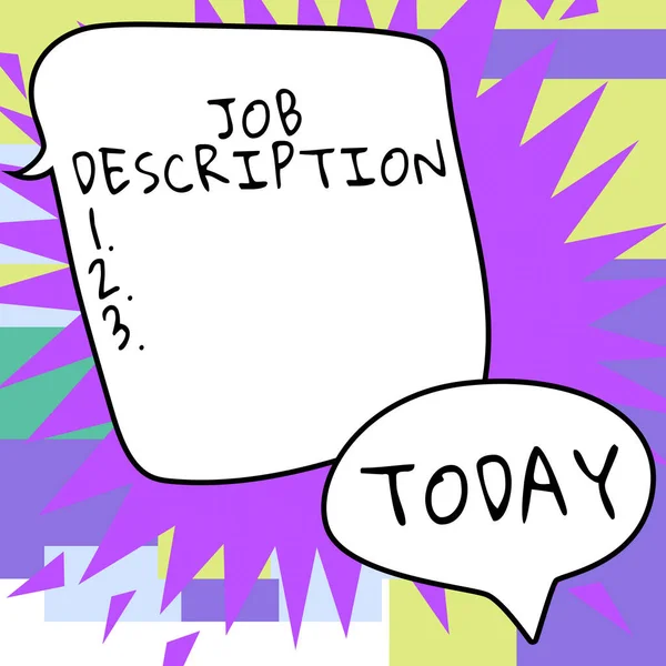 Conceptual caption Job Description, Business concept A document that describes the responsibilities of a position