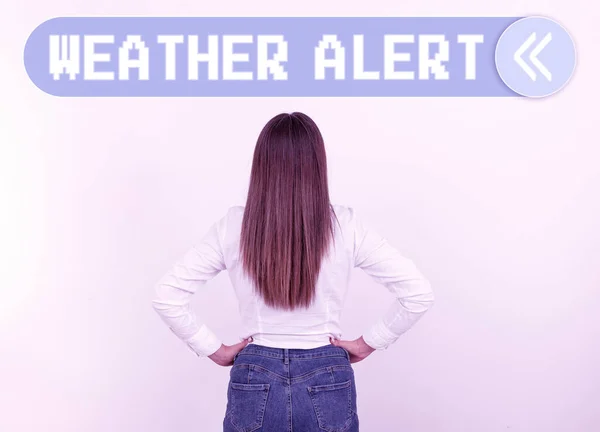 Konceptvisning Väder Alert Näringsliv Närmar Brådskande Varning Tillståndet Atmosfären Plats — Stockfoto