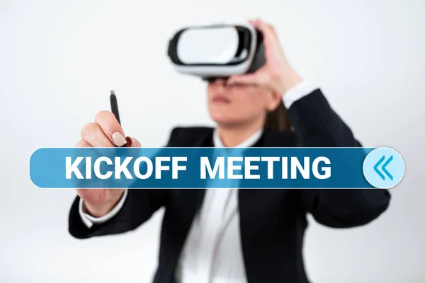 Teken Weergave Kickoff Meeting Business Idee Speciale Discussie Wettigheid Van — Stockfoto