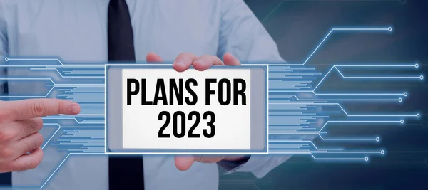 Planos Legenda Conceitual Para 2023 Conceito Negócio Uma Intenção Decisão — Fotografia de Stock