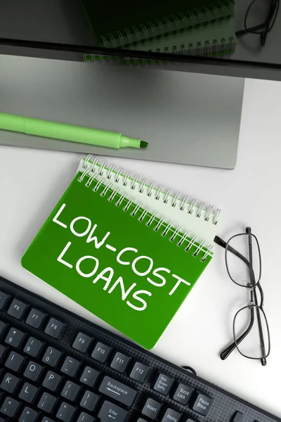Bildunterschrift Low Cost Loans Konzeptkredite Mit Einem Zinssatz Von Unter — Stockfoto