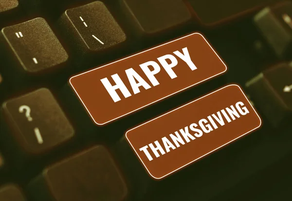 Text Skylt Som Visar Happy Thanksgiving Internet Concept Harvest Festival — Stockfoto