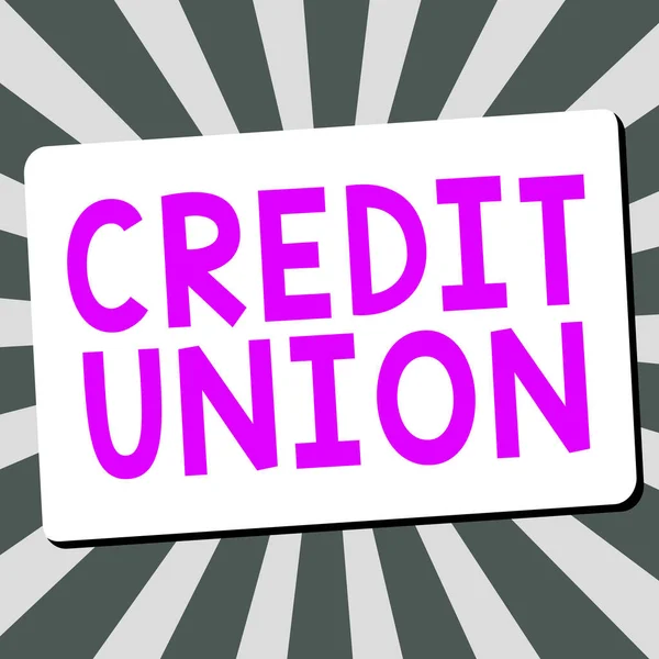 Texto Que Mostra Inspiração Credit Union Business Abordagem Cooperativa Associação — Fotografia de Stock