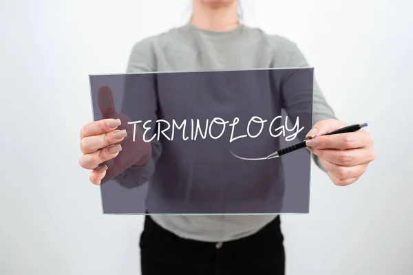 Inspiración Mostrando Terminología Signos Word Written Terms Used Particular Technical — Foto de Stock