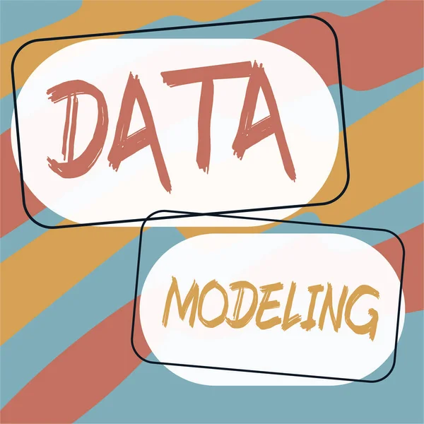Textzeichen Mit Data Modeling Word Für Den Prozess Der Datenübertragung — Stockfoto