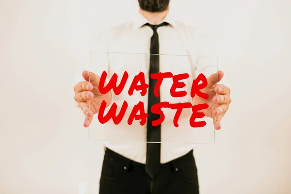 Концептуальный Заголовок Water Waste Conceptual Photo Liquid Has Been Used — стоковое фото