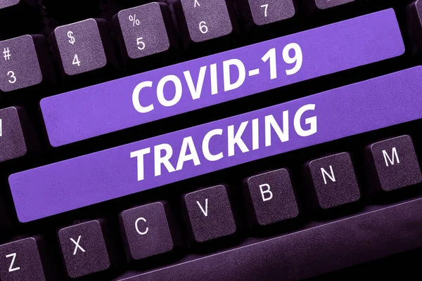 Podpis Tekstowy Przedstawiający Covid Tracking Conceptual Photo Wyróżniający Proces Możliwych — Zdjęcie stockowe