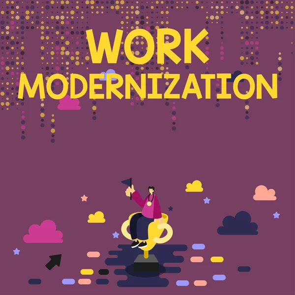 Kapsi Konseptual Modernisasi Kerja Konsep Bisnis Yang Mengubah Layanan Dan — Stok Foto