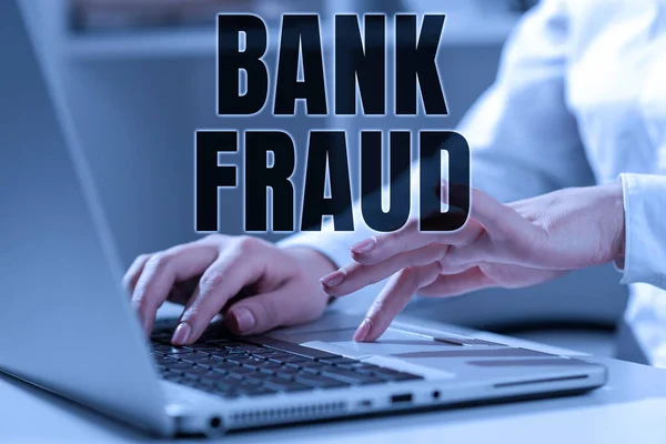 Sinal Texto Mostrando Fraude Bancária Foto Conceitual Perversão Intencional Verdade — Fotografia de Stock