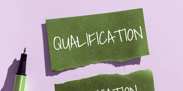 텍스트보여 Qualification Business Showcase Officially Permission Authentication Perform Something Job — 스톡 사진