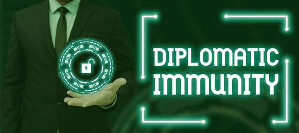 Tekenen Met Diplomatieke Immuniteit Concept Betekent Wet Die Buitenlandse Diplomaten — Stockfoto