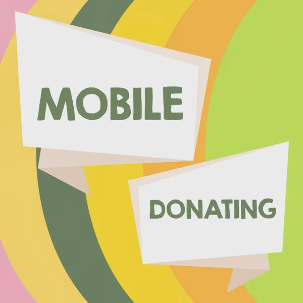 Scrittura Mano Testo Mobile Donazione Business Concept Dare Qualcosa Una — Foto Stock