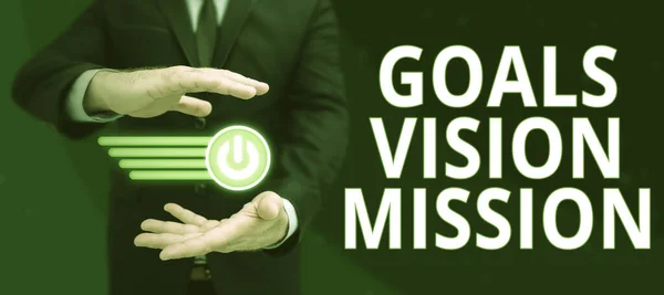 Konzeptionelle Anzeige Ziele Vision Mission Business Ansatz Praktischen Planungsprozess Verwendet — Stockfoto