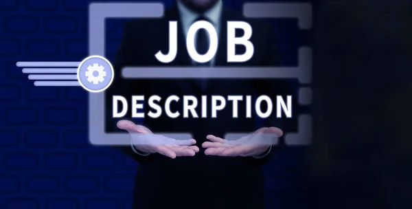 Inspiráló Szöveg Job Description Concept Jelentése Pozíció Felelősségét Leíró Dokumentum — Stock Fotó