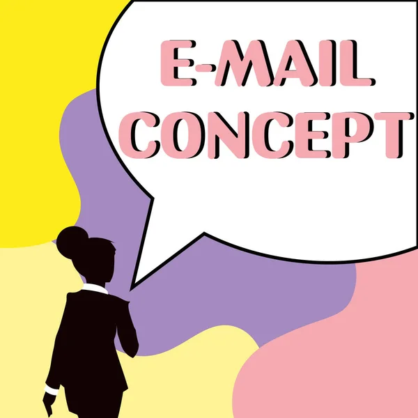 通过电子邮件向客户展示文本E邮件概念 互联网概念 营销工作顺序 — 图库照片