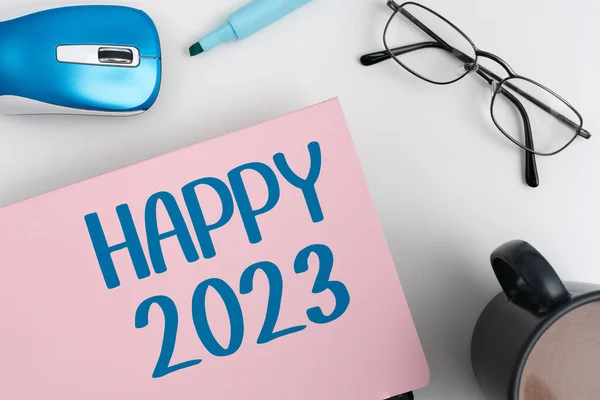 Textový Nápis Zobrazující Happy 2023 Slovo Oslavě Začátku Kalendářního Roku — Stock fotografie