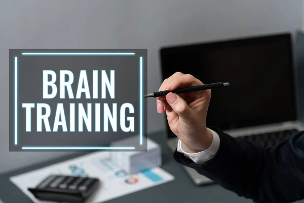 Pisanie Wyświetlania Tekstu Trening Mózgu Business Podejście Działania Umysłowe Celu — Zdjęcie stockowe
