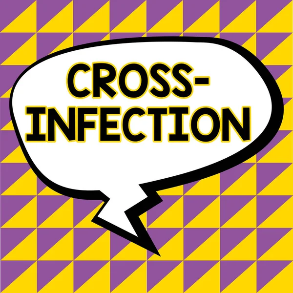 Znak Wyświetlający Zakażenie Krzyżowe Pojęcie Wywołujące Chorobę Mikroorganizmu Przenoszone Między — Zdjęcie stockowe
