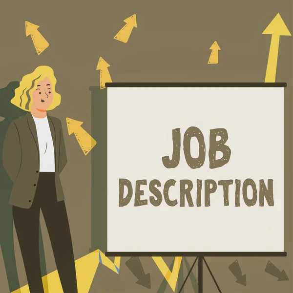 Conceptual caption Job Description, Business idea A document that describes the responsibilities of a position