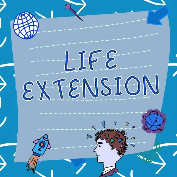 Sinal Texto Mostrando Life Extension Vitrine Negócios Capaz Continuar Trabalhando — Fotografia de Stock