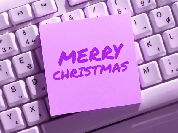 Sinal Escrita Mão Feliz Natal Conceito Que Significa Tradição Anual — Fotografia de Stock