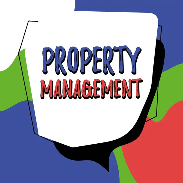 Правообладатель Иллюстрации Property Management Word Watch Oversight Real Estate Preserved — стоковое фото