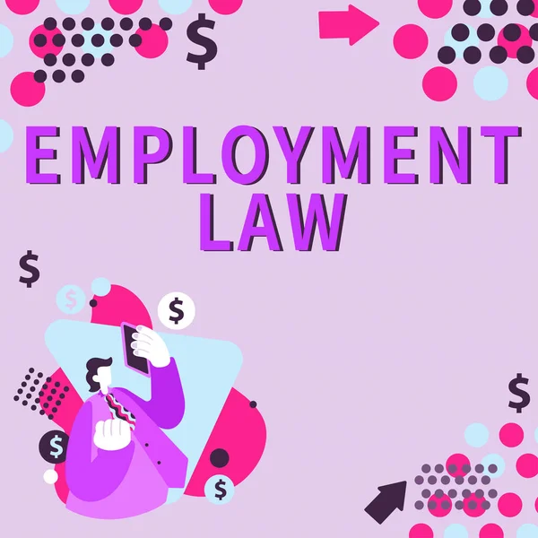 雇用法 ビジネスアプローチを提示するテキストキャプションは 雇用者と従業員の法的権利と義務を扱う — ストック写真