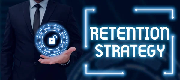 Schreiben Von Textanzeigen Retention Strategy Internet Konzept Aktivitäten Zur Verringerung — Stockfoto