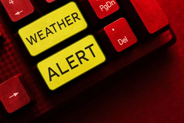 Inspiración Mostrando Señal Alerta Meteorológica Visión General Del Negocio Advertencia —  Fotos de Stock