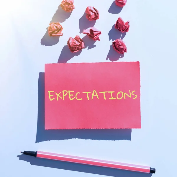 Exibição Conceitual Expectativas Abordagem Negócios Acreditação Forte Que Algo Acontecerá — Fotografia de Stock