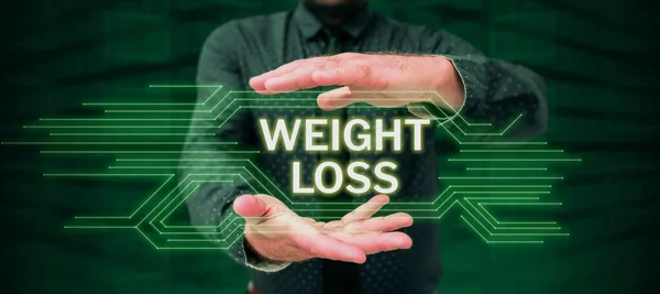 Text Zeigt Inspiration Gewichtsverlust Wort Für Verringerung Der Körperflüssigkeit Muskelmasse — Stockfoto