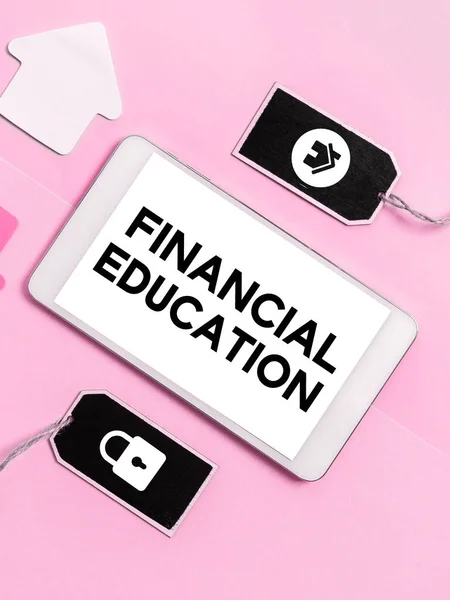 Tekst Bijschrift Presenteren Financial Education Business Idee Inzicht Monetaire Gebieden — Stockfoto