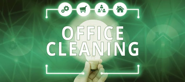 Handskrift Skylt Office Cleaning Word Skrivet Åtgärden Eller Processen För — Stockfoto