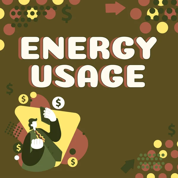 Tekst Met Inspiratie Energiegebruik Bedrijfsconcept Hoeveelheid Energie Verbruikt Gebruikt Een — Stockfoto