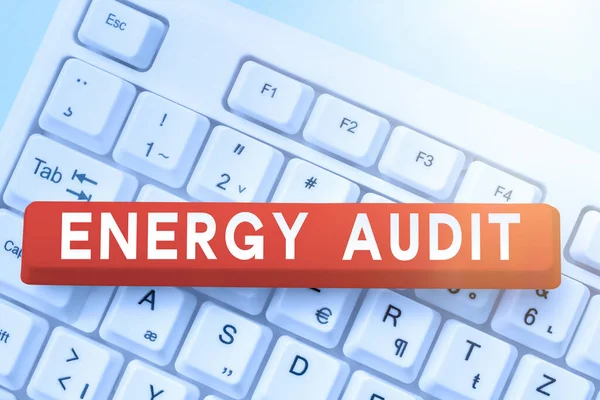 Testo Calligrafico Energy Audit Parola Valutazione Del Fabbisogno Energetico Dell — Foto Stock