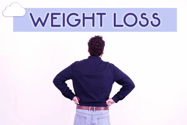 Inspiration Zeigt Zeichen Der Gewichtsabnahme Geschäftsidee Verringerung Der Körperflüssigkeit Muskelmasse — Stockfoto