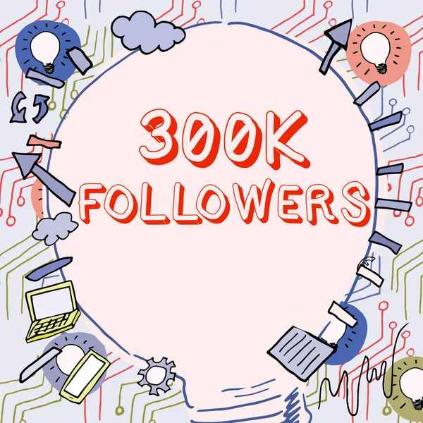 Вдохновляющий Знак 300K Followers Business Approach Number Individuals Someone — стоковое фото