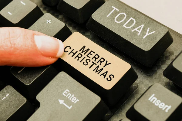 Escribiendo Mostrando Texto Feliz Navidad Palabra Para Tradición Anual Para —  Fotos de Stock