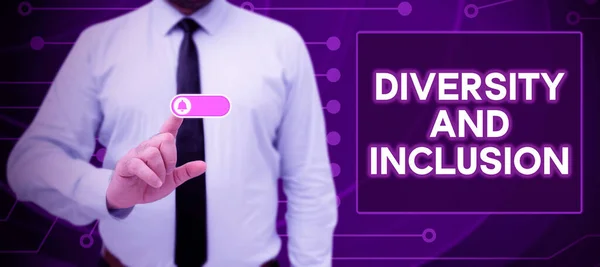 Segno Testo Che Mostra Diversità Inclusione Business Gamma Idea Differenza — Foto Stock