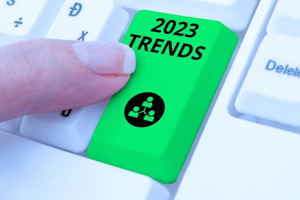 Metin Işareti 2023 Trends Gösteriyor Kavramsal Anlamı Anki Yılda Kısa — Stok fotoğraf