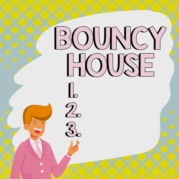 Legenda Texto Apresentando Bouncy House Visão Geral Negócios Programa Automatizado — Fotografia de Stock