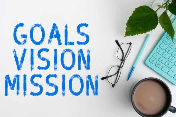 Text Zeigt Inspiration Ziele Vision Mission Business Ansatz Praktischen Planungsprozess — Stockfoto