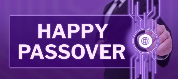 Text Caption Presenting Happy Passover Word Written Jewish Holiday Commemorating — Stock Photo, Image