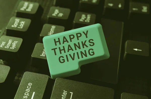 Inspiration Zeigt Zeichen Happy Thanksgiving Geschäftskonzept Erntefest Nationalfeiertag November — Stockfoto