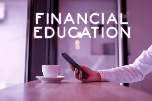 Inspiratie Toont Teken Financial Education Word Written Understanding Monetaire Gebieden — Stockfoto