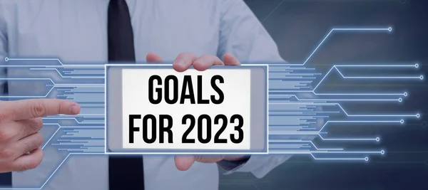 Εγγραφή Εμφάνισης Στόχων Κειμένου Για 2023 Επιχειρηματική Προβολή Ακόλουθα Πράγματα — Φωτογραφία Αρχείου