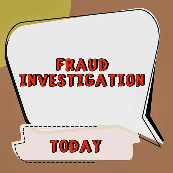 Szöveges Felirat Amely Bemutatja Csalási Nyomozást Csalás Tényének Megállapítására Szolgáló — Stock Fotó