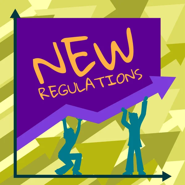 Firma Escritura Mano Nuevas Regulaciones Escaparate Negocios Regulación Que Controla — Foto de Stock