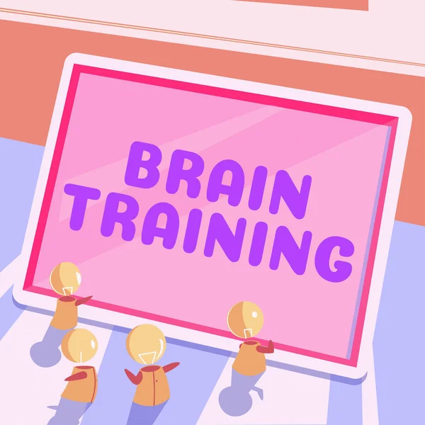 显示大脑训练的文字符号 关于保持或提高认知能力的心理活动的文字 — 图库照片