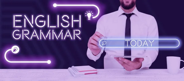 Gebärdensprache Englisch Grammatik Konzeptkurse Decken Alle Sprach Und Schreibniveaus Englisch — Stockfoto